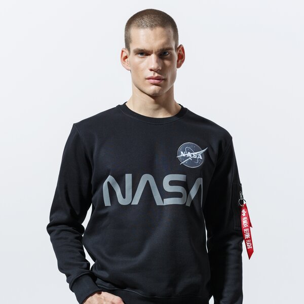 Vīriešu džemperis ALPHA INDUSTRIES DŽEMPERIS NASA REFLECTIVE SWEATER 178309-03 krāsa melna